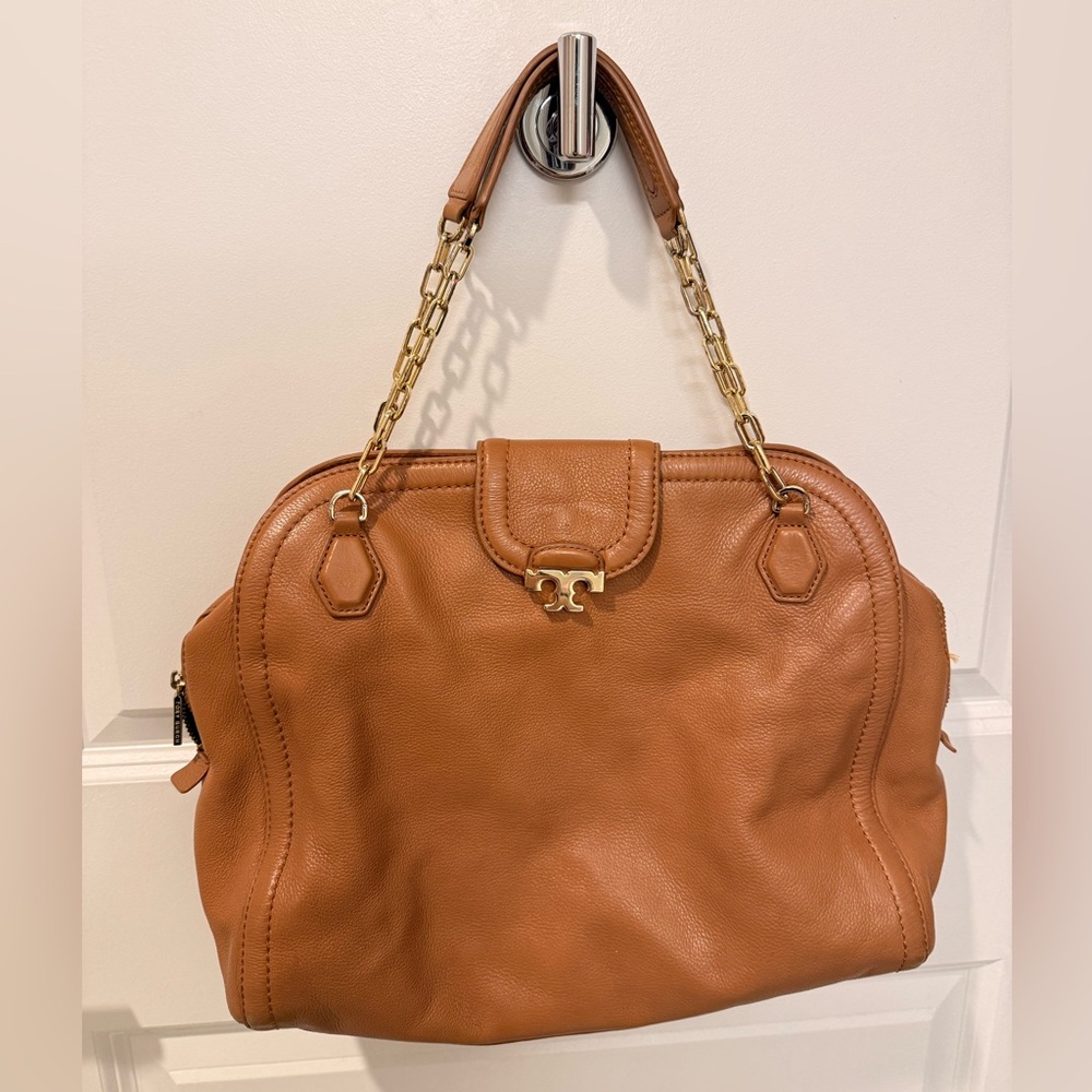 Tory Burch Leather Sammy Tote Bag,‎ Brown
